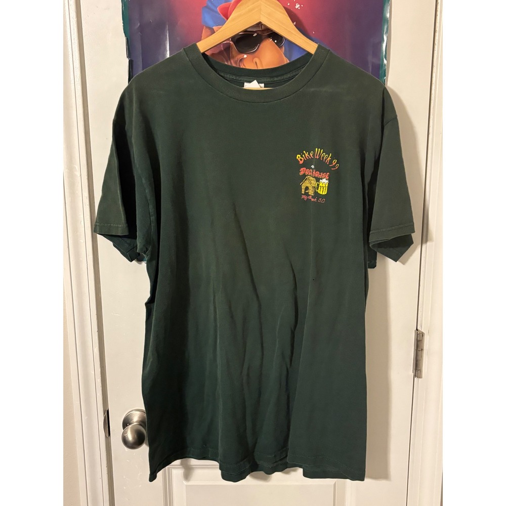 Vintage 1999 Bike Week Myrtle Beach The Dog House T-Shirt XL Green Fruit of Loom